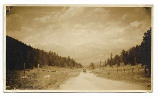 Automobile At Entrance Of Estes Park Colorado 1910s Vintage Snapshot Photo