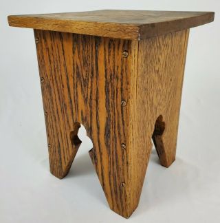 Vintage Arts & Crafts Mission Oak Taboret Table Plant Stand Primitive 14 " Tall