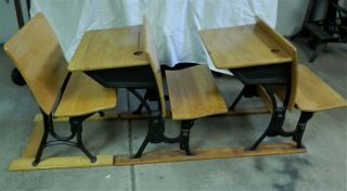 2 Gorgeous Vintage Wooden School Desks Perfect For Home Schooling