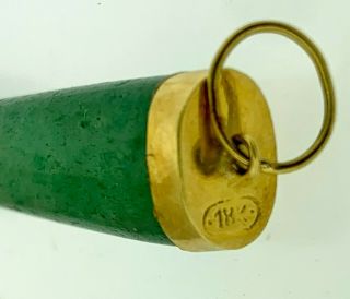 Vintage 18K Gold Figa Fist Green Jade Charm Pendant Fob Good Luck Protection 3