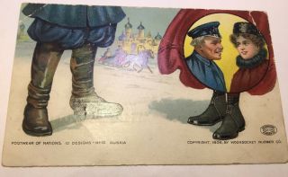 Vintage Postcard Advertising Woonsocket Rubber Co.  Russia,  Footwear Of Nations
