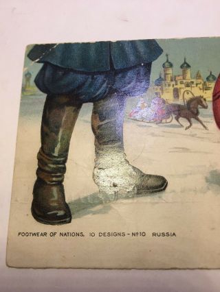 VINTAGE POSTCARD ADVERTISING Woonsocket Rubber Co.  Russia,  Footwear of Nations 3