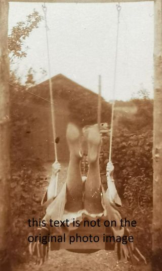 Vintage Up - Skirt Photo: Young Woman Girl On Swing Around 1930 Fo.  536