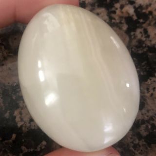 Vintage Alabaster Marble Stone Egg White Cream Ivory Paperweight Easter Decor