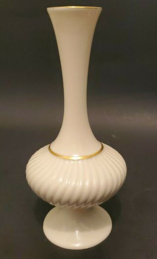 Lenox Ivory Porcelain 7 " Tall Bud Vase W/ 24k Gold Trim,  Retro Style,