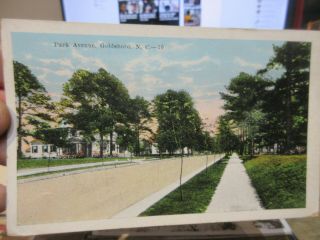 Vintage Old Postcard North Carolina Goldsboro Park Avenue Trees Sidewalk Houses
