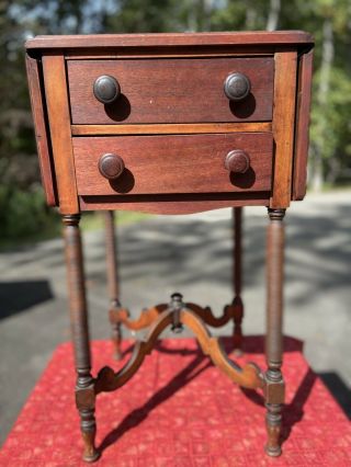 Antique Drop Leaf Table Nightstand Sewing Table