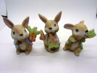 Vintage Homco Home Interior Ceramic Bisque Bunny Rabbits Figurines 1410