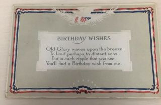 Vintage Birthday Postcard Old Glory Flag Liberty Series Red White Blue Embossed