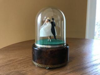 Vintage Swiss Reuge Music Box/dome Rare " Wedding March " Dancing Bride And Groom