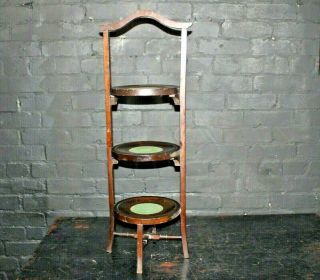 Oak Cake Stand Or Fixed Three Tier Serving Stand Late Victorian 19th Century