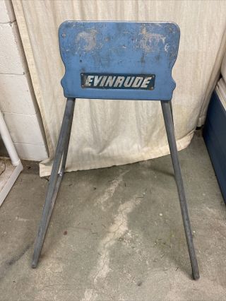 Vintage Evinrude Metal Outboard Boat Motor Engine Display Stand / Sign