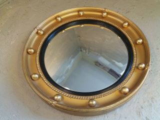 Antique Gilt Plaster Framed Round Convex Mirror