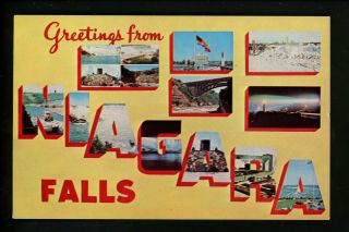 Large Letter Chrome Vintage Postcard York Ny,  Niagara Falls