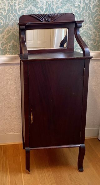 Vintage Antique Sheet Music Cabinet Stand 1930 Mahogany Bevel Mirror Shabby Chic