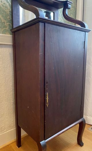 Vintage Antique Sheet Music Cabinet Stand 1930 Mahogany Bevel Mirror Shabby Chic 3