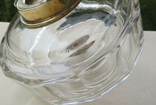 Antique Clear Faceted Cut Glass Oil Lamp Font /Fount,  Dupex Bayonet Collar 2