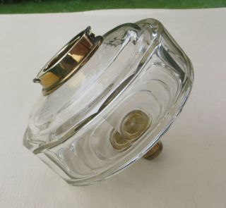 Antique Clear Faceted Cut Glass Oil Lamp Font /Fount,  Dupex Bayonet Collar 3