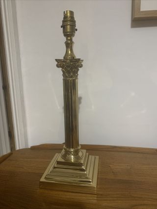 Large Vintage Heavy Brass Corinthian Column Table Lamp