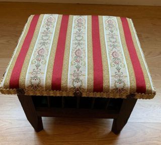 Small Antique Vintage Unusual Foot Stool With A Storage Space & A Pot