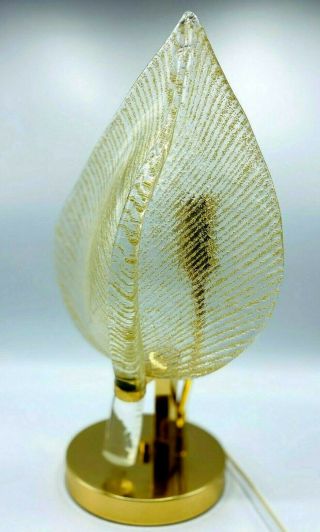 Vintage Mcm Mid Century Modern Murano Glass Leaf Table Lamp
