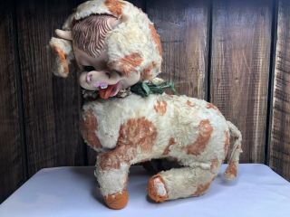 Vintage Rushton Rubber Face Plush Cow Stuffed Animal