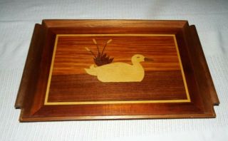 Wood Grain Serving Tray With Duck Inlay Read