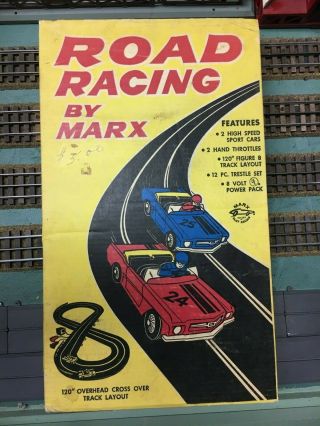 Vintage Marx Ford Mustang Road Racing Slot Car Set 19450 Complete 1960 