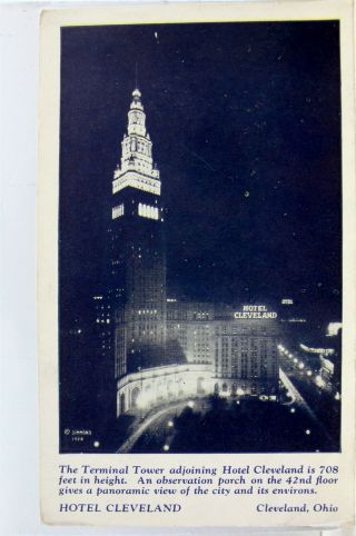 Ohio Oh Cleveland Hotel Terminal Tower Postcard Old Vintage Card View Standard