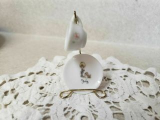 Vintage 1989 Miniature Precious Moments July Cup Saucer 1.  5 " Stand Only 2 3/4 "