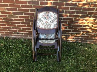 Vintage Antique Folding Wooden Rocking Chair Victorian Style 3