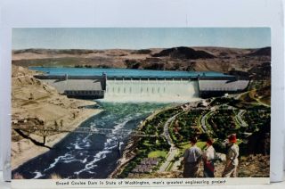 Washington Wa Grand Coulee Dam Engineering Project Postcard Old Vintage Card Pc