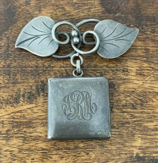 Vintage Georg Jensen Sterling Silver Leaf Pin/locket