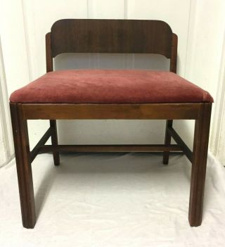 Antique Vintage Solid Wood Vanity Back Rest Upholstered Bench Piano Seat Stool