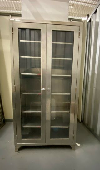 Stainless Steel And Glass Medical Cabinet,  Good Shape