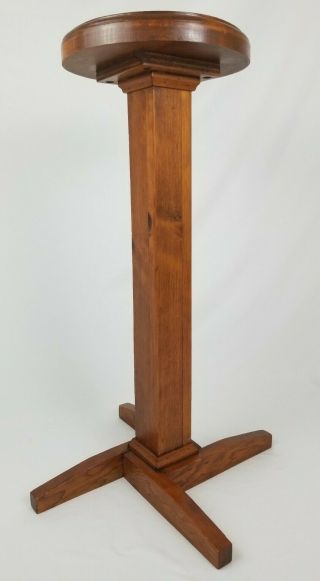 Vintage Arts & Crafts Mission Pedestal Table Plant Stand Rustic Primitive 28 "