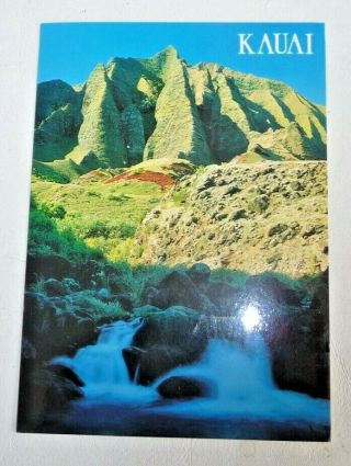 Postcard Vintage 4 " X 6 " Kauai Water Fall Kalalau Valley Posted 1990