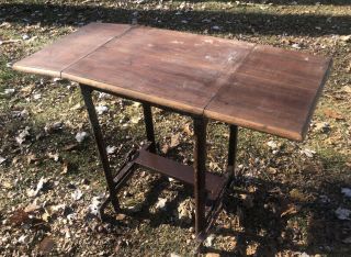 Vintage Typewriter Stand Metal And Wood Top Table W/ Drop Leafs Shabby Chic