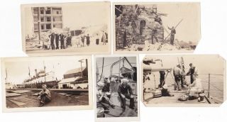 5 Photos 1925 Uss Hazelwood Us Navy Sailors Santa Barbara Ca Earthquake Damage