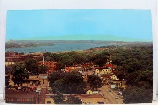 Illinois Il Moline Le Clair Hotel Mississippi River 5th Avenue Postcard Old View