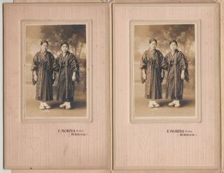Antique Photo / Two Young Women / Set Of 2 / Japanese / C.  1920s