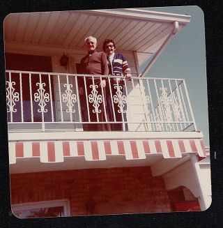 Vintage Photograph Man & Woman Standing On Veranda