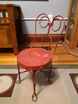 Vintage Wrough Iron Childs Ice Cream Parlor Chair Bistro Twisted Old