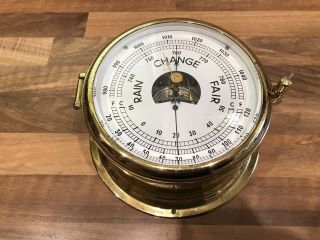 Vintage Brass Ships Aneroid Barometer Thermometer Maritime Marine Nautical Boat