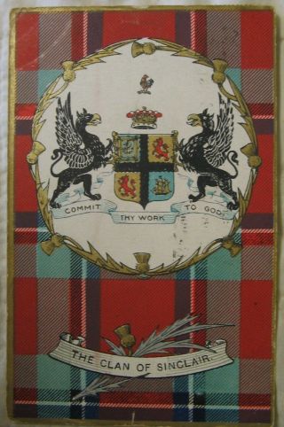 Estate Vintage Heraldic Series Postcard - The Clan Sinclair