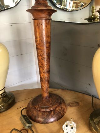 Vintage Hand Turned Large Table Lamp Solid Thuya Burr Wood