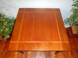 Vintage Art Deco Wooden Folding Card Table W Mahogany Walnut & Oak Banded Top