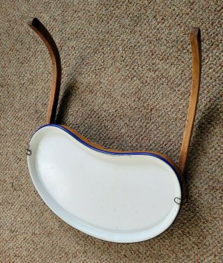 Antique Wood And Porcelain Enamel Tray For Bentwood High Chair