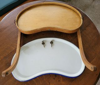 Antique Wood and Porcelain Enamel Tray for Bentwood High Chair 2