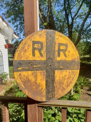 Vintage Cast Iron Railroad Crossing Sign Rare 24 "
